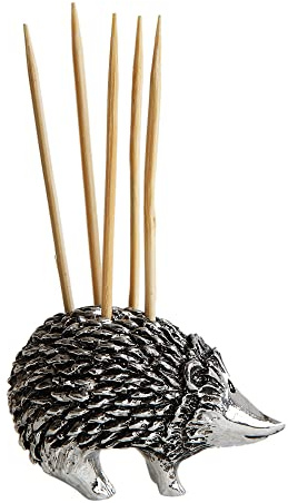 Creative Co-op DA7183 Hedgehog Holder with Toothpicks, Pewter, Silver