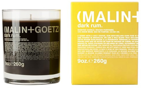 MALIN+GOETZ Dark Rum Candle – Home Grown Tomato Aroma Fragrance Scented Candle, Natural Wax Blend, Fresh & Verdant Scent, Vegan & Cruelty Free, Single Wick Candle, Lasts 60 Hours