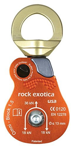 Rock Exotica Omni-Block 1.5 Single Swivel Pulley – High-Strength Swivel Pulley with Sideplate Access for Rigging – Made in the USA