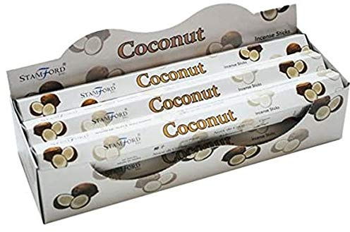 STAMFORD INC. 37140 Coconut Incense Sticks, 20 Sticks x 6 Packs