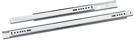 Amig - Lot de 2 guides coulissants métalliques Mod.26 en acier galvanisé pour tiroirs de meubles, commodes ou armoires | Extraction partielle | Résistance de charge : 25 kg/paire | Dimensions : 278 x