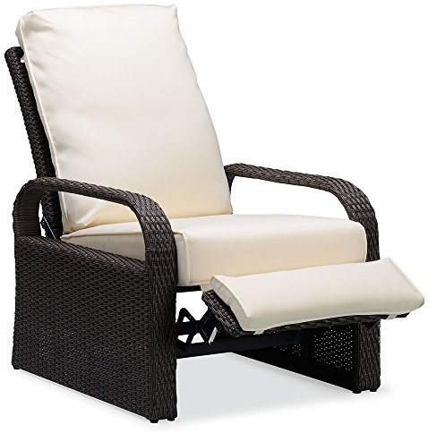 ART TO REAL Silla reclinable de Mimbre de Resina para Exteriores con Cojines,Relax Sillon Tumbonas Jardin Exterior,Marco de Aluminio Sillas Terraza Exterior
