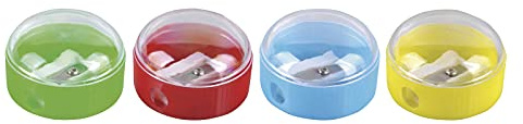 Danubio 7813001 – 99 Sacapuntas/Bote Sacapuntas Sacapuntas, plástico, individualmente, pequeño y redondo, varios colores