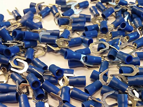 6.4 blue fork terminal crimp connector (for 6mm bolt or screw) 25 50 100 pack (25)