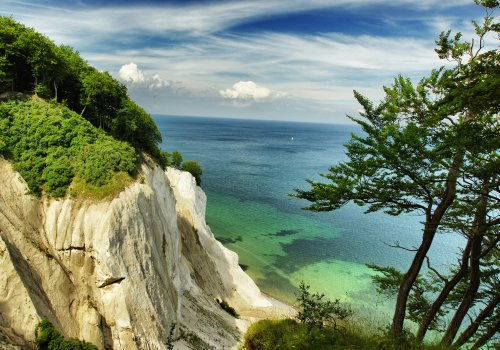 XXL Poster 100 x 70cm Blick von Insel Rügen mit Kreidefelsen Meeresbucht/Ostsee (SF201) (Lieferung gerollt!)