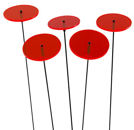 SUNPLAY Sonnenfänger-Scheiben in ROT, 5 Stück zu je 7 cm Durchmesser im Set + 35 cm Schwingstäbe