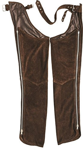 Chaps Leder Herren Lederchaps Fransenhose Lederhose Lederjeans Chaps Fuente Chapshose Damen Herren Cowboy Indianer Western REIT Braun (S, Braun)