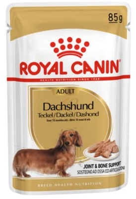 Royal Canin Dachshund Adult Mousse | 12 x 85 g | Alimento Completo para Perros | para Dachshunds Adultos | Puede Ayudar a Proteger los Huesos y Las articulaciones