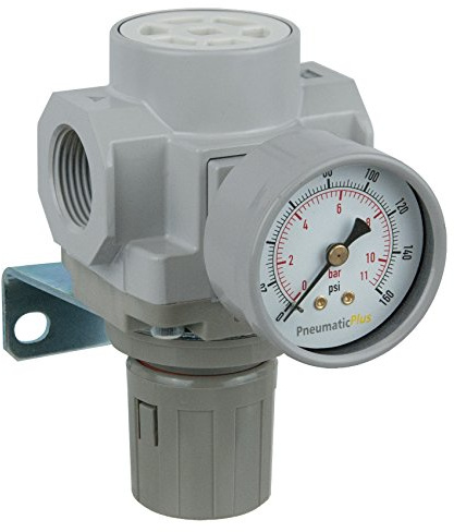 PneumaticPlus SAR400-N06BG Compressed Air Pressure Regulator 3/4 NPT - Bracket, Gauge
