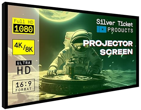Silver Ticket Products STR Series 6 Piece Home Theater Fixed Frame 4K / 8K Ultra HD, HDTV, HDR & Active 3D Movie Projection Screen, 16:9 Format, 92 Diagonal, White Material STR-16992