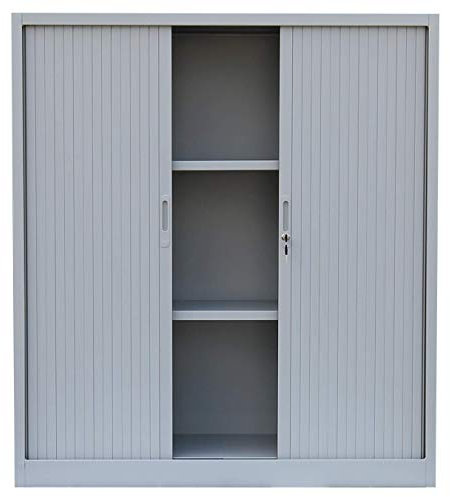 Querrollladenschrank komplett montiert grau Sideboard 135x120x46cm (HxBxT) Stahl Büro Aktenschrank Rollladenschrank 555140