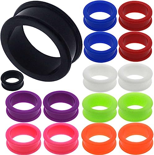 MoDTanOiz - Flesh tunnels 1 inch Gauge Gauges 25mm 26mm Ear Plugs Plug Flesh Tunnels Tunnel 2g 0g 00g 0 00 1/2 Weight Men Women Ears Steel Stone Wood Earrings Silicone Black 1 inch 26mm