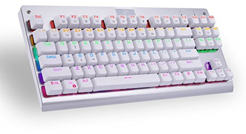 MechanicalEagle Z-77 Teclado mecánico de gaming, incluye 87 teclas con retroiluminación multicolor, interruptores blue
