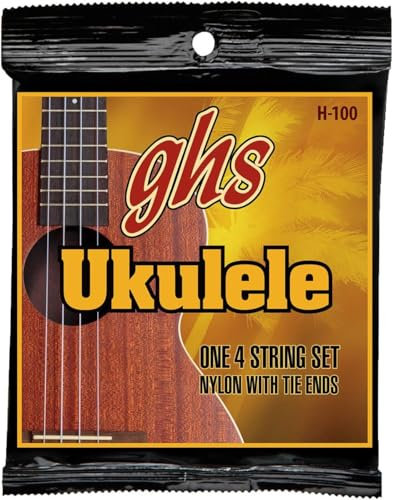 GHS Ukulele Nylon Tie-Ends - Ukulele String Set, Baritone, Black Nylon