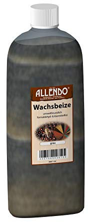 Wachsbeize Buntfarbe inkl.1x Pinsel für beizen zum Auftragen (1000 ml grau)