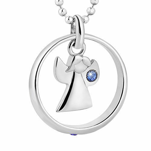 fish Silberne Kinderkette Mit Engel Anhänger Und Blauem Kristall