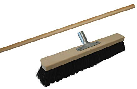 Besen - Schrubber - Bürsten Saalbesen 60 cm INKLUSIVE Stiel (1 Stück, 60 cm, Schwarz, Holz, Kunststoffmischung, Hard Floor)