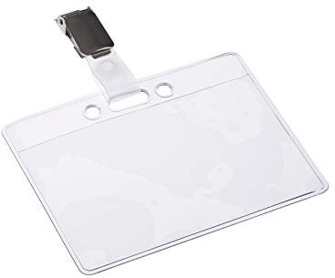 EUROPEL ID Ausweishalter mit Clips und Karteneinschub-Etui (Packung mit 24 Stück) | Horizontaler Ausweishalter für Schulen, Hochschulen, Büros und Firmenveranstaltungen | 90 x 60 mm