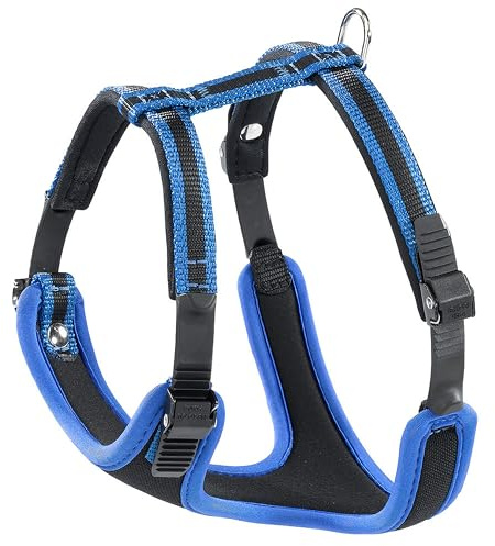 Ferplast Hundegeschirr für große Hunde ERGOCOMFORT, verstellbar, komfortabel, gepolstert, mit Schnellverschluss, Größe L, max. 40 kg. Blau
