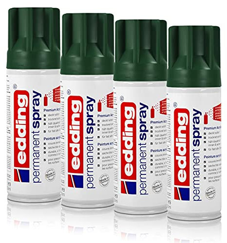 4x edding Permanent Spray moosgrün matt 200 ml Premium Acryllack, RAL 6005