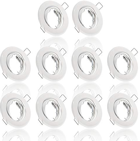 Maxkomfort 10x Einbaustrahler IP20 mit GU10 Fassung RUND schwenkbar weiß Einbauspot Einbauleuchte Rahmen Rostfrei Deckenspot Strahler Spot B002