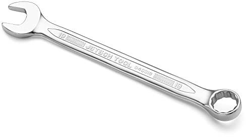 Jetech 19mm Combination Spanner - Durable Cr-V Steel High Strength 12 Point Double Head Wrench in Sand Blasted Finish