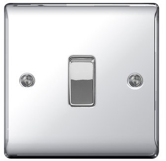 BG Nexus Metal Polished Chrome Light Switch 1G 2W NPC12