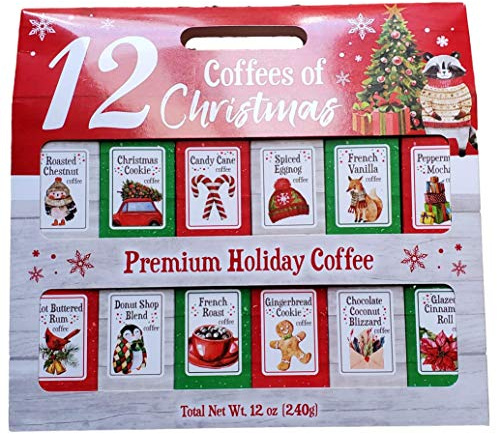 12 Gourmet Coffees of Christmas Holiday Gift Set