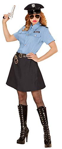 W WIDMANN MILANO Party Fashion - Polizei Kostüm Damen | 4-teilig mit Bluse, Rock, Gürtel und Mütze für Karneval und Mottoparty