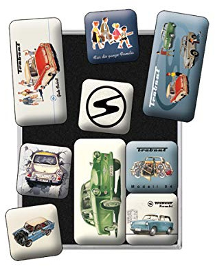 Nostalgic-Art Retro Kühlschrank-Magnete, 9 Stück, Trabant | Magnetset für Magnettafel, Vintage Design, Souvenir & Geschenk-Idee
