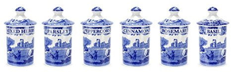 Spode 1389542 Blue Italian Spice Jar, Set of 6