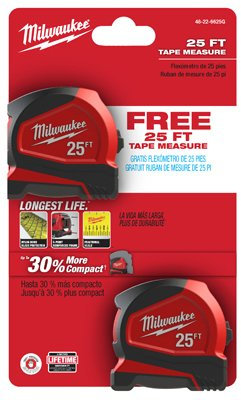 Milwaukee 48-22-6625G 2 Stück, 63 cm, robuste, kompakte Maßbänder