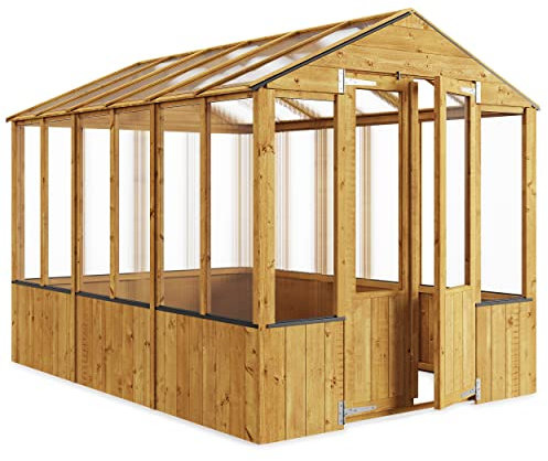 BillyOh Lincoln Wooden Frame Greenhouse | Polycarbonate Glazing | Garden Greenhouse, 9x6, Double Doors, 10 Year Anti-Rot Promise