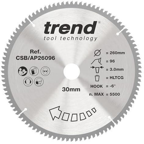 Trend Aluminium & Kunststoff Kreissägeblatt, 216 mm Durchmesser, 30 mm Bohrung, 64 Zähne, HW, 2,8 mm Schnittbreite, -6° Haken, CSB/AP21664