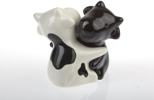 by-Bers Kuh Umarmung, Bulle, Rindvieh, auch als Frosch, Maus, Hund, Tiere, Salzstreuer, Salz- und Pfefferstreuer Set als Geschenk, aus Keramik (Kuh)