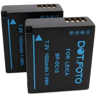 2 x Dot.Foto BP-DC15-E, BP-DC15-U, BP-DC15-TK Premium 7.2v / 1025mAh Batterie Rechargeable pour Leica D-LUX (Typ 109), D-LUX 7, D-LUX 8 / C-LUX
