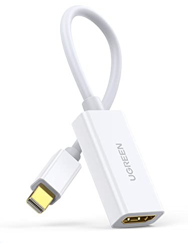 UGREEN Adaptateur Mini DisplayPort vers HDMI mâle vers HDMI Femelle Convertisseur 1080p pour MacBook Air, MacBook Pro, iMac, MacBook Air, Mac Mini, Lenovo Thinkpad, etc. Blanc