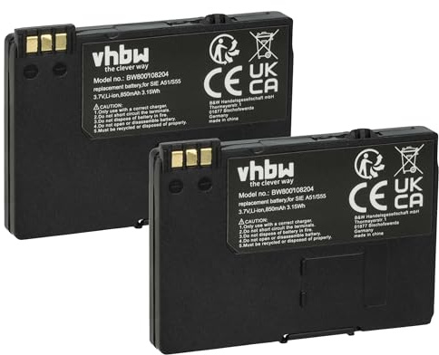 vhbw 2X Akku kompatibel mit Way Systems MTT 1571 | 1581, 1531, 1556, 1510, 1500 Handy Smartphone Telefon (850 mAh, 3,7 V, Li-Ion)