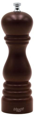 Bisetti Macina Pepe Modello Roma, Legno, Marrone, 6 x 6 x 19 cm