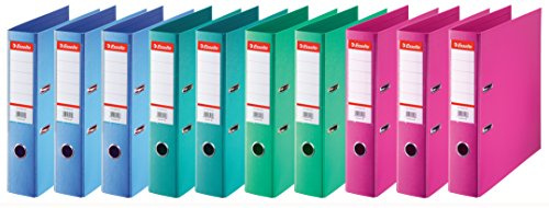 Esselte 624178 mapp med kommersiell 75 mm baksida, färgsorterad, 10 stycken