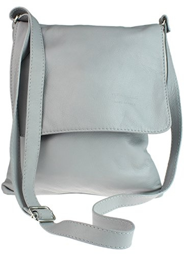 Girly Handbags Femme Cross Body en cuir véritable Gris Clair