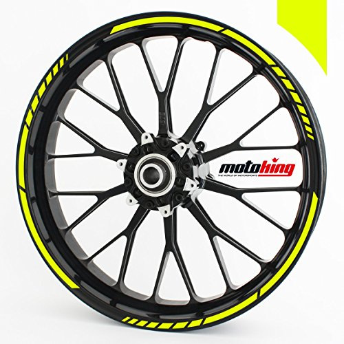 Motoking Felgenrandaufkleber im GP Design in Neonfarben/für 15 bis 19 / NEON GELB
