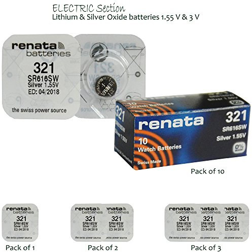 GENUINE RENATA LITHIUM BATTERIES SILVER OXIDE WATCH BATTERY CELL COIN SWISS MADE (321-SR616SW > PackOf-1)
