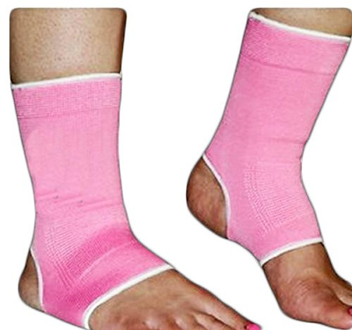 2 x Elasticated Pink Ankle Support Sprain Brace Arthritis Strain Sleeve Bandage Wrap Ladies Womens Girls