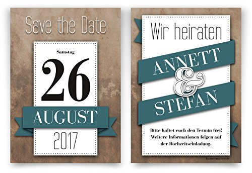 Save the Date Karten Hochzeit (100 Stück) - Kalenderdatum - Hochzeitskarten