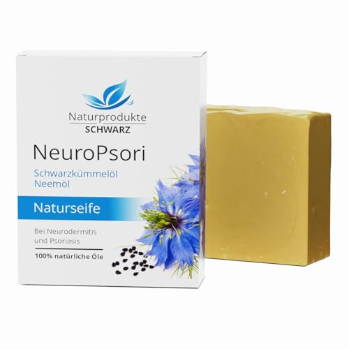 Naturprodukte Schwarz - NeuroPsori Seife, Hautpflege bei Neurodermitis und Schuppenflechte - Ohne Palmöl, 100g