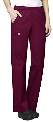 WonderWink Wonderwork-Pantaloni Donna Senza Lacci, Modello Cargo Scrub Medici Scrubs, Vino, L Tall