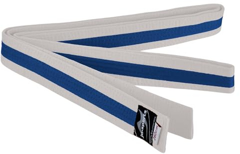 Ju-Sports Budogürtel weiß/gelb/weiß 100% Baumwolle 4 cm breit - Hautfreundlicher Kampfsport Gürtel mit exzellenter Feuchtigkeitsaufnahme für Budo, Judo, Karate, Kickboxen & mehr