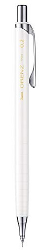 Pentel PP502-WTF Orenz Druckbleistift mit innovativer Minenführung, Härtegrad B, 1 Stück Geschenkverpackung, 0.2 mm, weiß