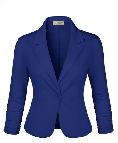 Hybrid & Company Women's Lightweight Casual Work Office Stretch Ponte Cardigan Blazer Jacket JK1131 Royal 1X
